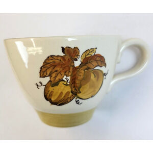 Vintage Metlox Poppytrail Coffee Cup Beige Fruit Motif California Pottery USA